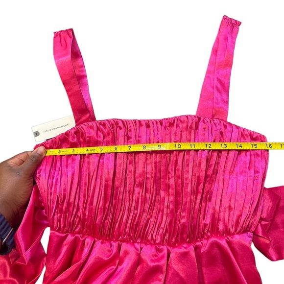 NWT Maeve by Anthropologie Pink Bow-Tie Satin Mini Dress Women’s size US 4 - Picture 7 of 16